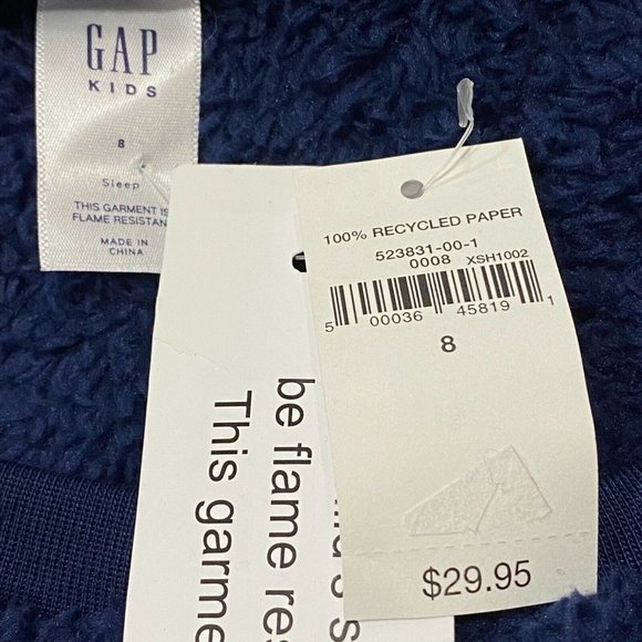 NWT GAP Girls Pullover Top Sz 8 Navy Blue Soft Fury Stretchy DREAM EVERY DAY - Picture 3 of 4